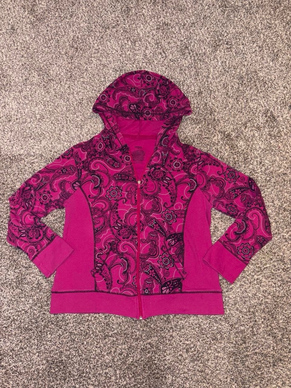 Y2K zip up hoodie with grunge floral design
